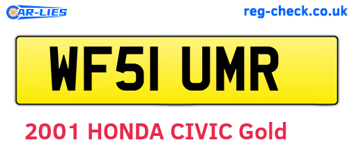 WF51UMR are the vehicle registration plates.