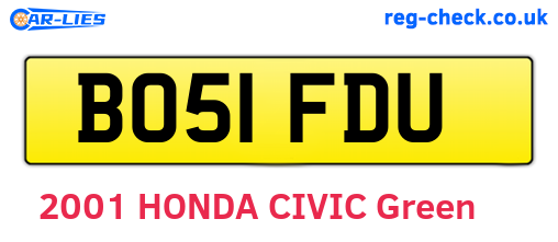 BO51FDU are the vehicle registration plates.