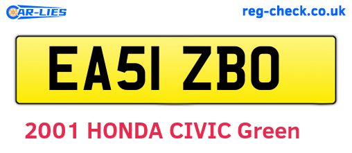 EA51ZBO are the vehicle registration plates.