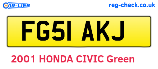 FG51AKJ are the vehicle registration plates.