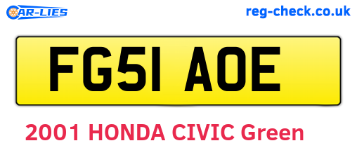 FG51AOE are the vehicle registration plates.