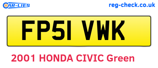 FP51VWK are the vehicle registration plates.
