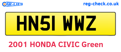 HN51WWZ are the vehicle registration plates.