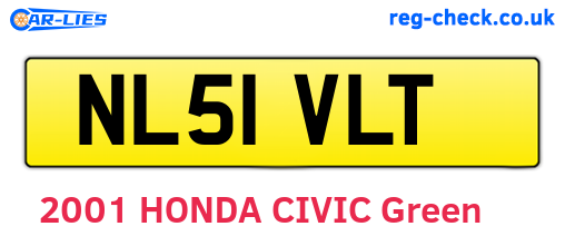 NL51VLT are the vehicle registration plates.
