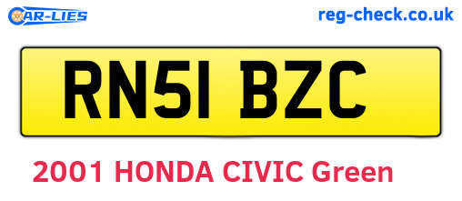 RN51BZC are the vehicle registration plates.
