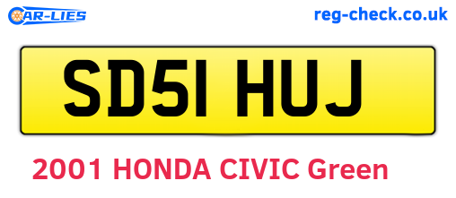 SD51HUJ are the vehicle registration plates.