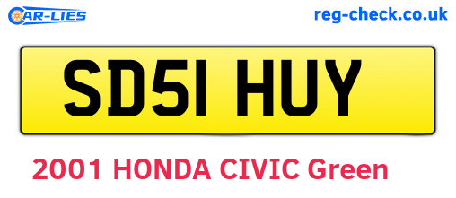 SD51HUY are the vehicle registration plates.