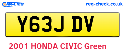 Y63JDV are the vehicle registration plates.
