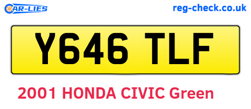 Y646TLF are the vehicle registration plates.