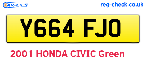 Y664FJO are the vehicle registration plates.