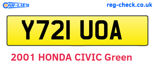 Y721UOA are the vehicle registration plates.