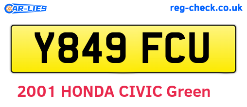 Y849FCU are the vehicle registration plates.