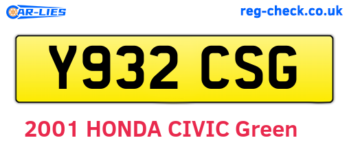 Y932CSG are the vehicle registration plates.