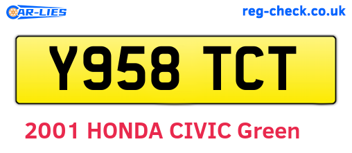 Y958TCT are the vehicle registration plates.