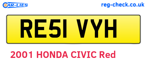 RE51VYH are the vehicle registration plates.