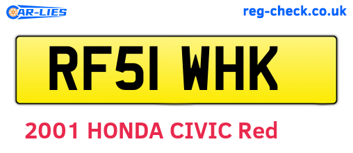 RF51WHK are the vehicle registration plates.