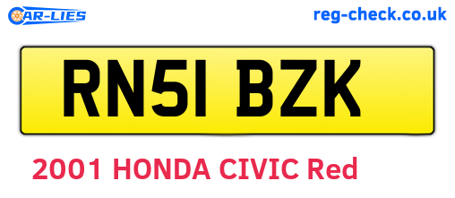 RN51BZK are the vehicle registration plates.