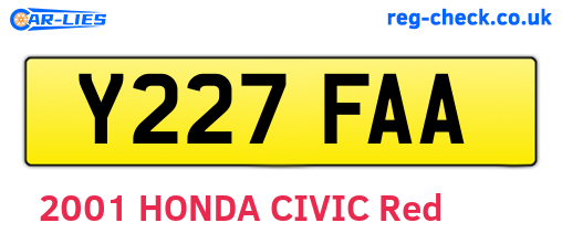 Y227FAA are the vehicle registration plates.