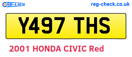 Y497THS are the vehicle registration plates.