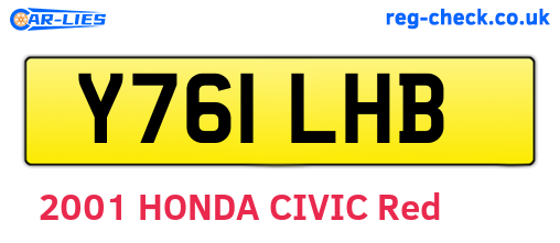 Y761LHB are the vehicle registration plates.