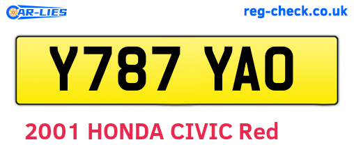 Y787YAO are the vehicle registration plates.