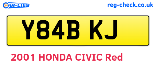 Y84BKJ are the vehicle registration plates.