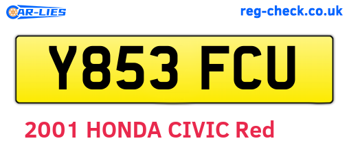 Y853FCU are the vehicle registration plates.