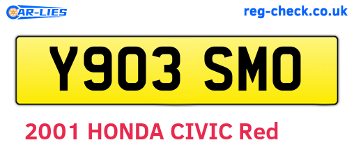 Y903SMO are the vehicle registration plates.