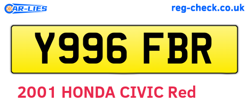 Y996FBR are the vehicle registration plates.