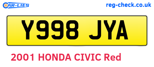 Y998JYA are the vehicle registration plates.