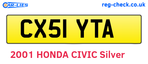 CX51YTA are the vehicle registration plates.