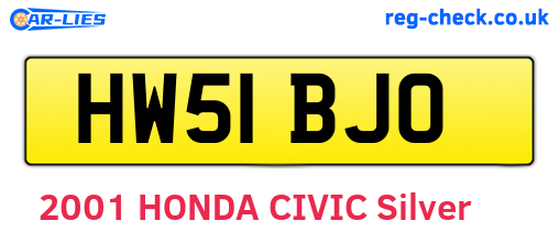 HW51BJO are the vehicle registration plates.