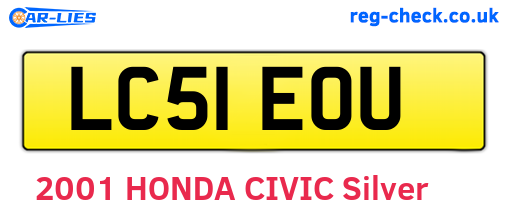 LC51EOU are the vehicle registration plates.