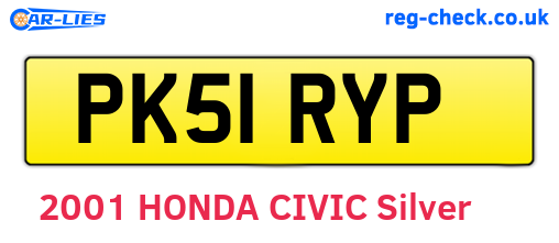 PK51RYP are the vehicle registration plates.