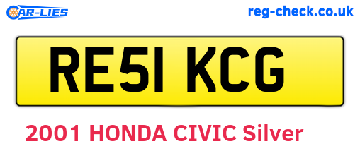 RE51KCG are the vehicle registration plates.