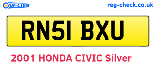 RN51BXU are the vehicle registration plates.