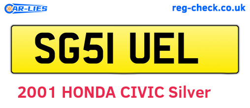SG51UEL are the vehicle registration plates.