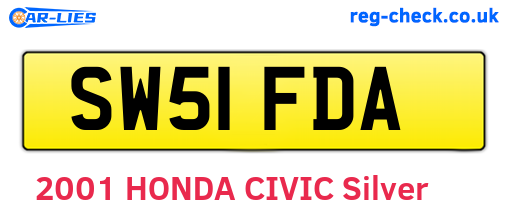SW51FDA are the vehicle registration plates.