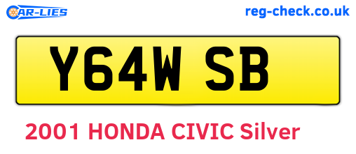 Y64WSB are the vehicle registration plates.