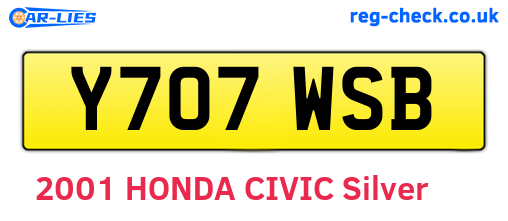 Y707WSB are the vehicle registration plates.