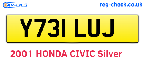 Y731LUJ are the vehicle registration plates.