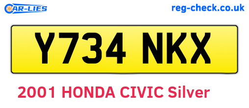 Y734NKX are the vehicle registration plates.