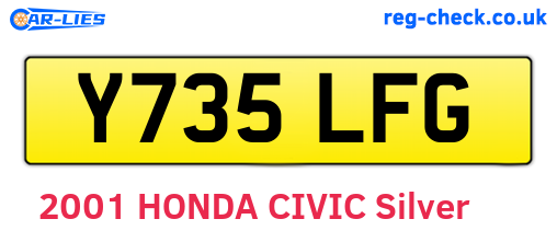 Y735LFG are the vehicle registration plates.