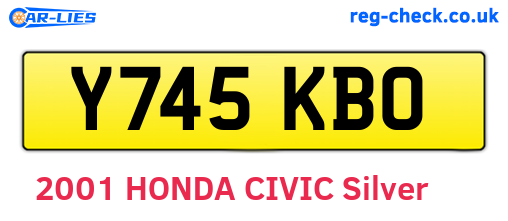 Y745KBO are the vehicle registration plates.