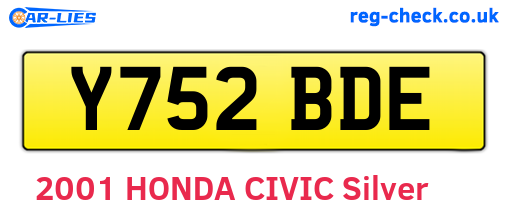 Y752BDE are the vehicle registration plates.