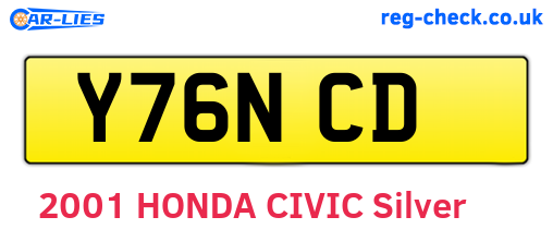 Y76NCD are the vehicle registration plates.