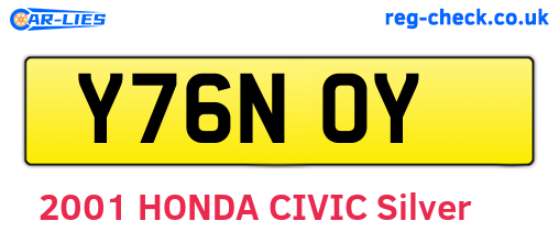 Y76NOY are the vehicle registration plates.