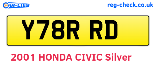 Y78RRD are the vehicle registration plates.