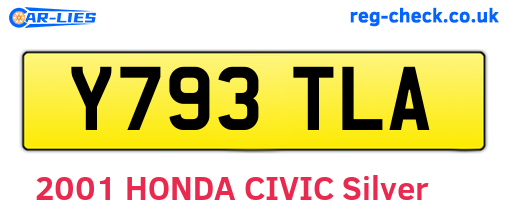 Y793TLA are the vehicle registration plates.