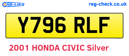 Y796RLF are the vehicle registration plates.